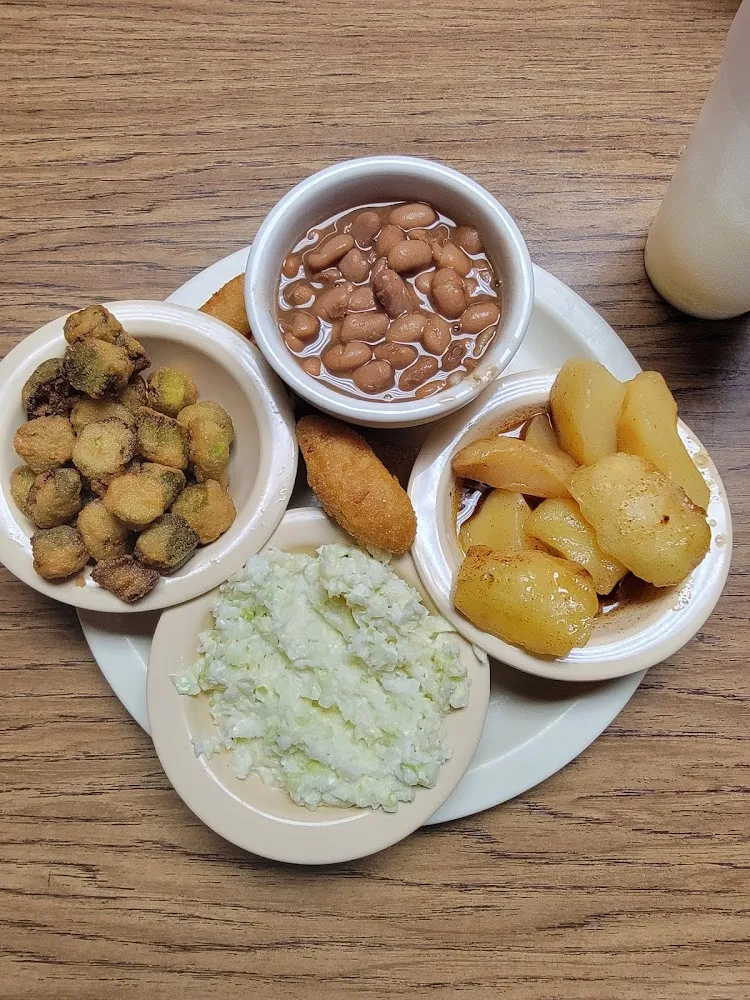 Pinto Beans Slaw Baked Apples & Hush Puppies
